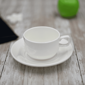 [ Set of 6 ] 7 FL OZ | 220 ML TEA CUP & SAUCER (Color: White)
