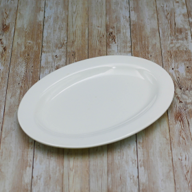[ Set of 3 ] OVAL PLATTER 16" | 40.5 CM (Color: White)