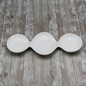 [ Set of 3 ] DIVIDED DISH 14.5" | 37 CM (Color: White)