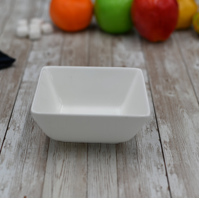 [ Set of 6 ] SQUARE DISH 4.75" X 4.5" X 2.5" | 12 X 11 X 6 CM 11 FL OZ |330 ML (Color: White)