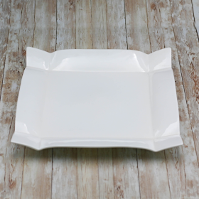 [ Set of 3 ] SQUARE PLATTER 14" X 14" | 35.5 X 35.5 CM (Color: White)