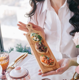 [ Set of 10 ] TRAY 14.5" X 3.75" | 36.5 X 9.5 CM (Color: Wood)