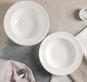 [ Set of 6 ] DEEP PLATE 9" | 22.5 CM (Color: White)