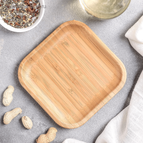 [ Set of 12 ] PLATE 6" X 6" | 15 CM X 15 CM (Color: Wood)