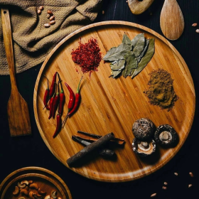 [ Set of 3 ] PLATTER 13" | 33 CM (Color: Wood)