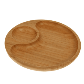 [ Set of 6 ] 2 SECTION PLATTER 8" | 20.5 CM (Color: Wood)