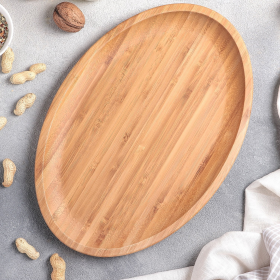 [ Set of 3 ] OVAL PLATTER 18" X 13.25" | 45.5 CM X 33.5 CM (Color: Wood)