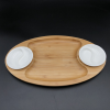 Fine Porcelain and Bamboo Serving tray combo set with a yin yang 2 section saucer