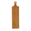 Small party serving tray with 6 shooter spoons on an 18 inch bamboo board to match