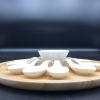 Medium party serving tray with 8 shooter spoons and condiments dish for the center