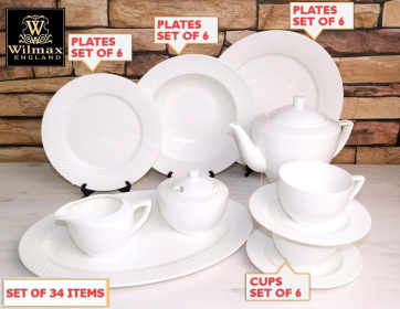 JULIA FINE DINNING 34 PIECE ENTERTAINING SET FOR 6 (Color: White)
