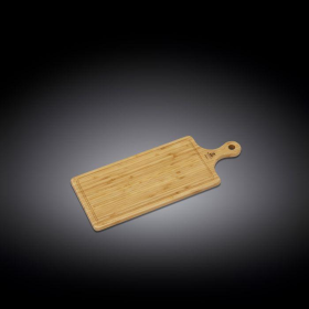 [ Set of 3 ] LONG SERVING BOARD WITH HANDLE 19.7" X 7.9" | 50 X 20 CM (Color: Wood)