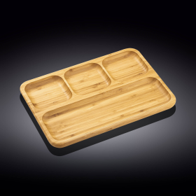 [ Set of 6 ] DIVIDED DISH 13" X 9" | 33 X 23 CM (Color: Wood)
