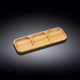 [ Set of 10 ] DIVIDED DISH 13" X 4.5" | 32.5 X 11.5 CM (Color: Wood)