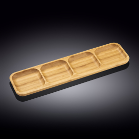 [ Set of 8 ] DIVIDED DISH 17" X 4.5" | 43 X 11.5 CM (Color: Wood)