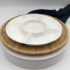 Bamboo and fine porcelain 5 section divided dish/plate setting