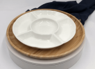 Bamboo and fine porcelain 5 section divided dish/plate setting