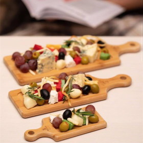 3 Bamboo tray set for your favorite o'dourves or amuse bouche (Color: White)