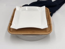 Square Bamboo and fine porcelain contemporary dinnerware set