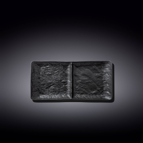 [ Set of 3 ] RECTANGULAR 2 SECTION DISH 10.5" X 5" | 27 X 13 CM (Color: Black)