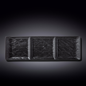[ Set of 3 ] RECTANGULAR 3 SECTION DISH 16" X 5" | 40.5 X 13 CM (Color: Black)
