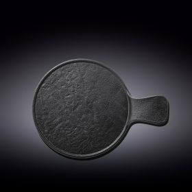 [ Set of 3 ] ROUND SERVING DISH WITH HANDLE 12" X 8.5" | 30.5 X 21.5 CM (Color: Black)