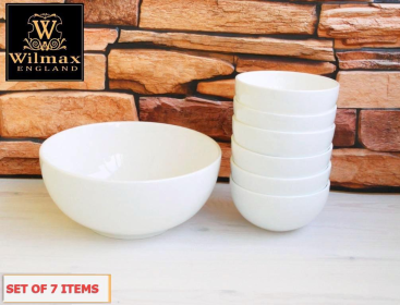 7 PCS BOWL SET: BOWL 8" | 20 CM X 1 PC BOWL 5" | 12 CM X 6 PCS IN GIFT BOX (Color: White)