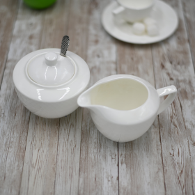 SUGAR BOWL & CREAMER SET: SUGAR BOWL 11 FL OZ | 340 ML  & CREAMER (Color: White)