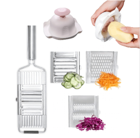Vegetable And Fruit Slicer Stainless Steel Peeler (Option: 3sets tools Pink hand guard)