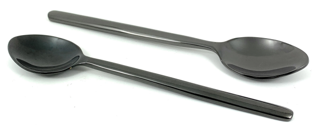 Vibhsa Dessert spoons Set of 6 Pieces (Stainless Steel, Black Glossy) (Color: Black, size: Service for 6)