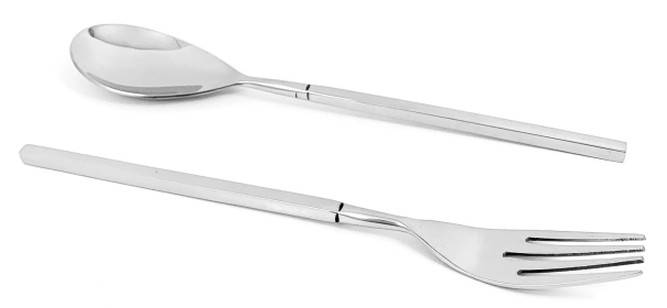 Vibhsa Stainless Steel Salad Fork and Dessert Spoon Set of 12 (Color: Silver, size: Service for 6)