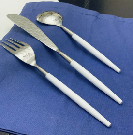 Vibhsa Stainless Steel Set of 18 Pieces (Dinner Knife, Dinner Fork, Soup Spoon) (Color: White, size: Service for 6)