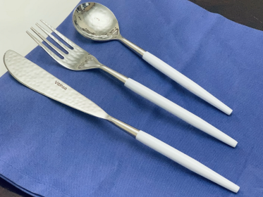 Vibhsa Stainless Steel Set of 36 Pieces (Dinner Knife, Dinner Fork, Soup Spoon) (Color: White, size: Service for 12)