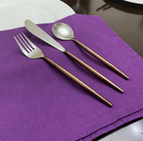 Hammered Stainless Steel Flatware 36-Piece Set (Dinner knives, Dinner Forks, Soup Spoons) (Color: Brown, size: Service for 12)