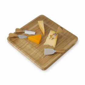 Four Piece Bamboo Cheese Board And Knife Set By Twine (Color: Natural)
