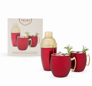 Red Mule Mug & Cocktail Shaker Gift Set By Twine (Color: Red)