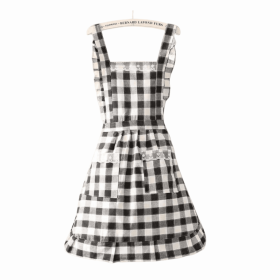 Princess Dress Apron Household Kitchen Breathable Western Style Sleeves Oil-proof (Color: Black)
