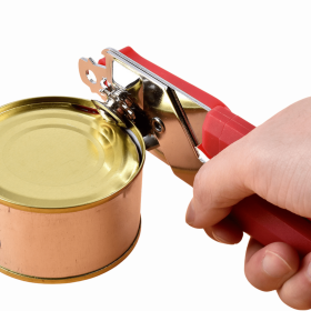 Manual Can Opener Multifunctional Stainless Steel Can Opener with Bottle Opener (Color: Red)