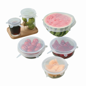 6Pcs Food Silicone Cover Fresh-keeping Dish Stretchy Lid Cap Reusable Wrap Organization Storage Tool Kitchen Accessories (Num: 1Set)