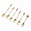 6 Pieces Suit Fruit Fork Retro Coffee Spoon